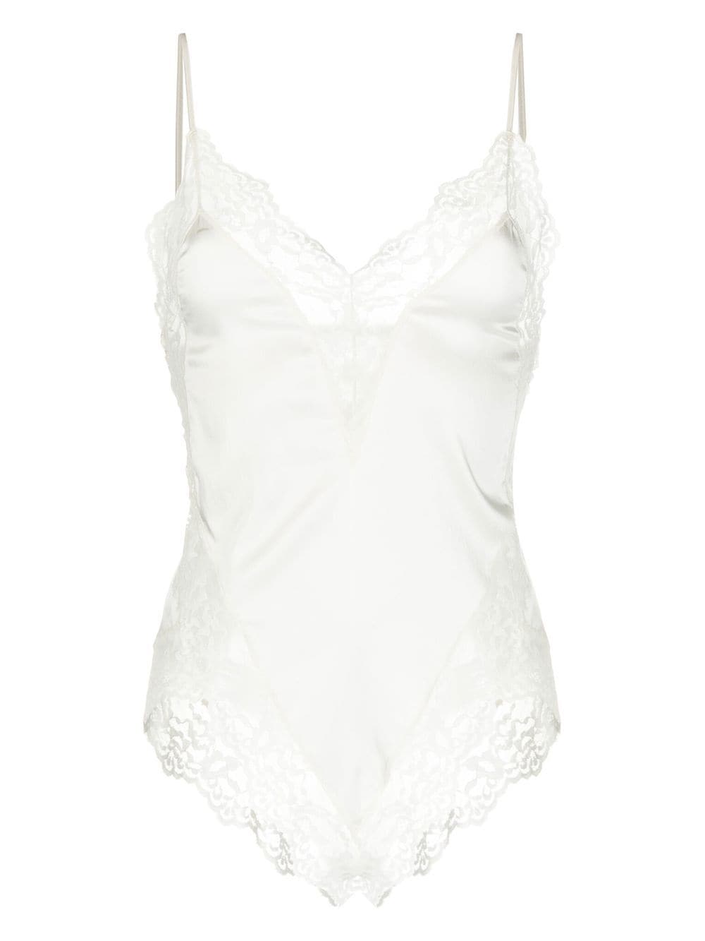 Fleur Du Mal Venus lace-trim bodysuit - White von Fleur Du Mal