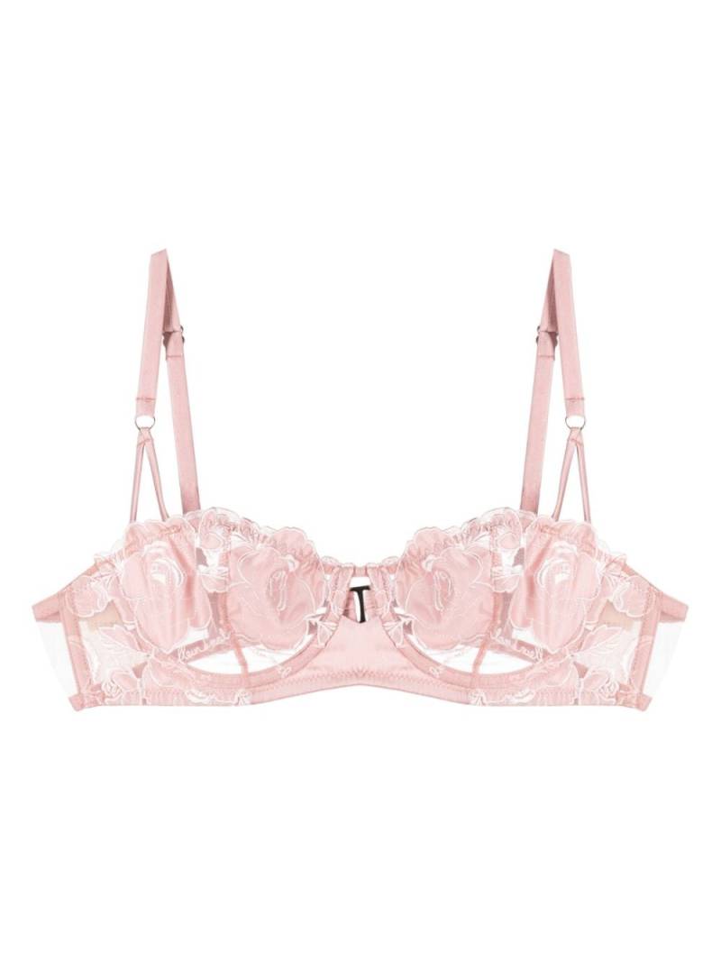 Fleur Du Mal floral-embroidered balconette bra - Pink von Fleur Du Mal