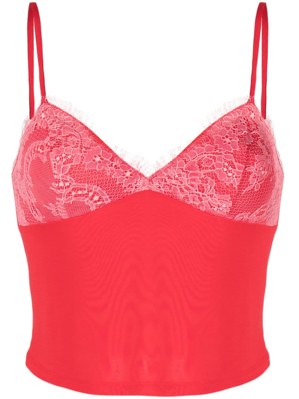 Fleur Du Mal floral-lace V-neck top - Red von Fleur Du Mal