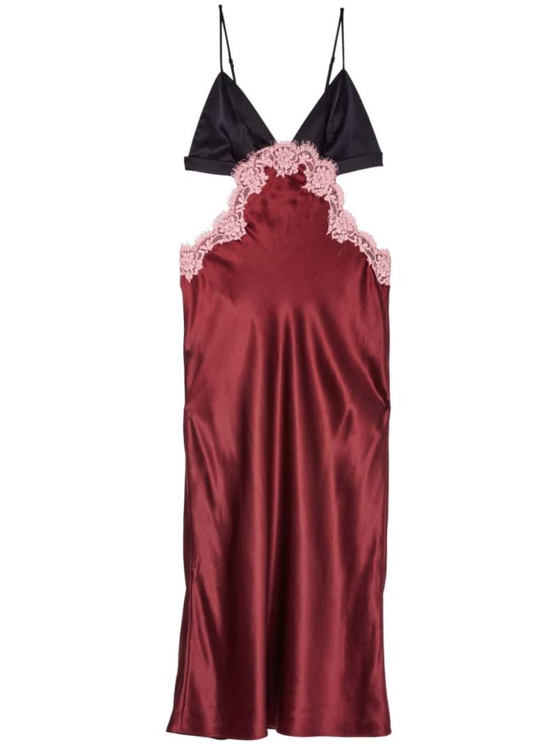 Fleur Du Mal lace-appliqué cut-out camisole dress - Red von Fleur Du Mal