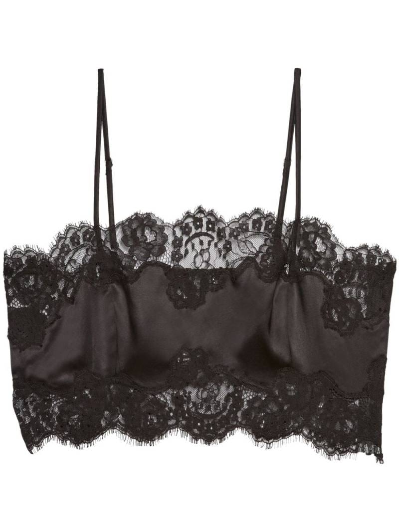 Fleur Du Mal lace-trim silk bandeau top - Black von Fleur Du Mal