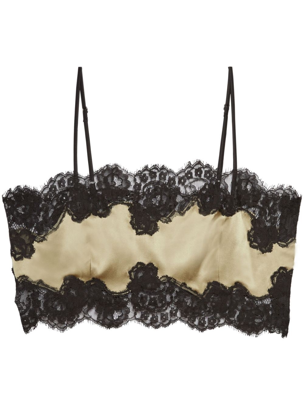 Fleur Du Mal lace-trim silk bandeau top - Green von Fleur Du Mal