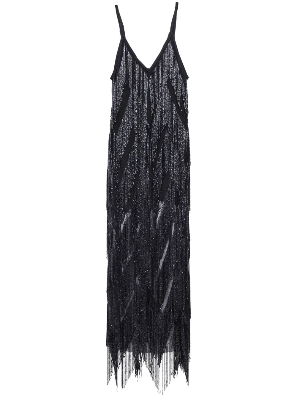 Fleur Du Mal layered fringed midi dress - Black von Fleur Du Mal