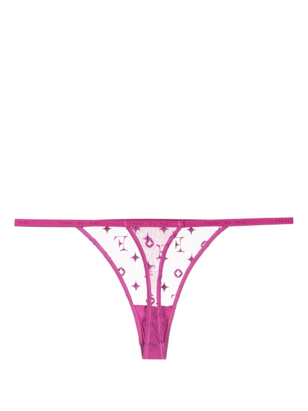 Fleur Du Mal monogram-embroidered sheer thong - Purple von Fleur Du Mal