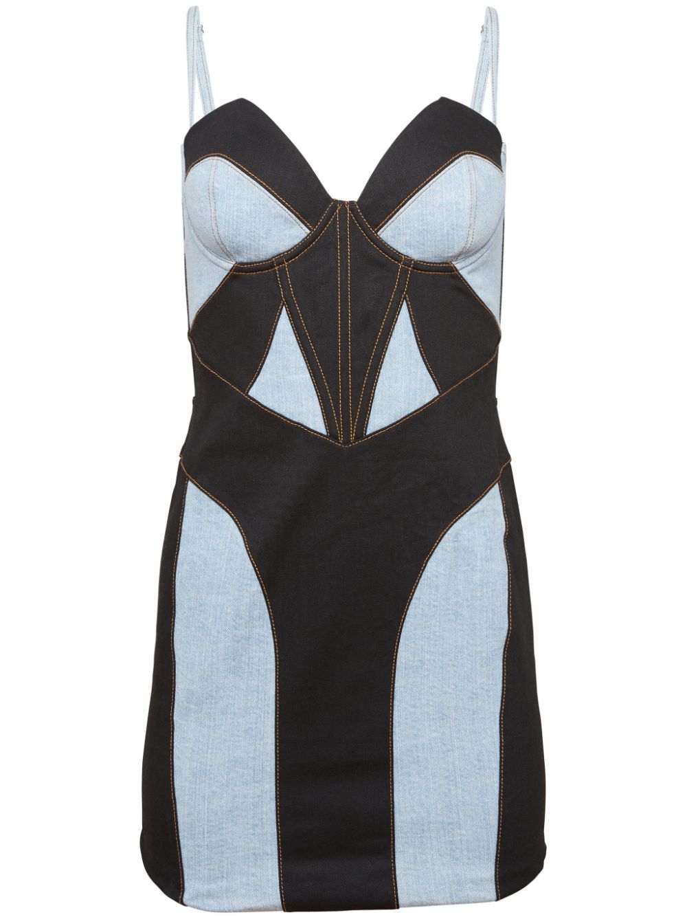 Fleur Du Mal panelled denim bustier minidress - Black von Fleur Du Mal