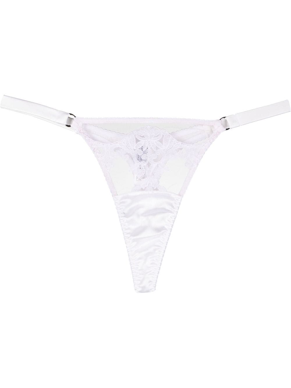 Fleur Of England Aria lace-panel thong - White von Fleur Of England