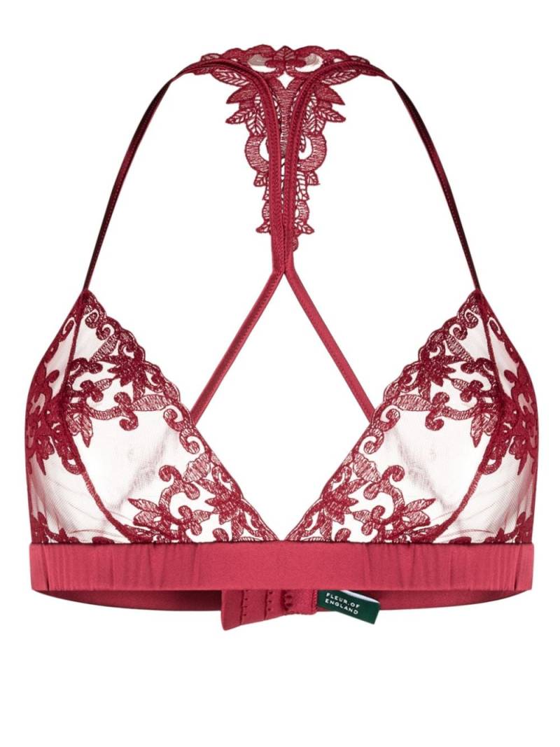 Fleur Of England Gisele Boudoir floral-lace bra - Red von Fleur Of England