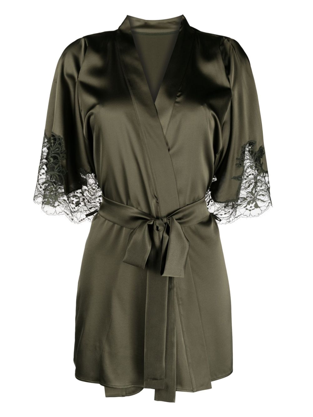 Fleur Of England Ingrid silk robe - Green von Fleur Of England