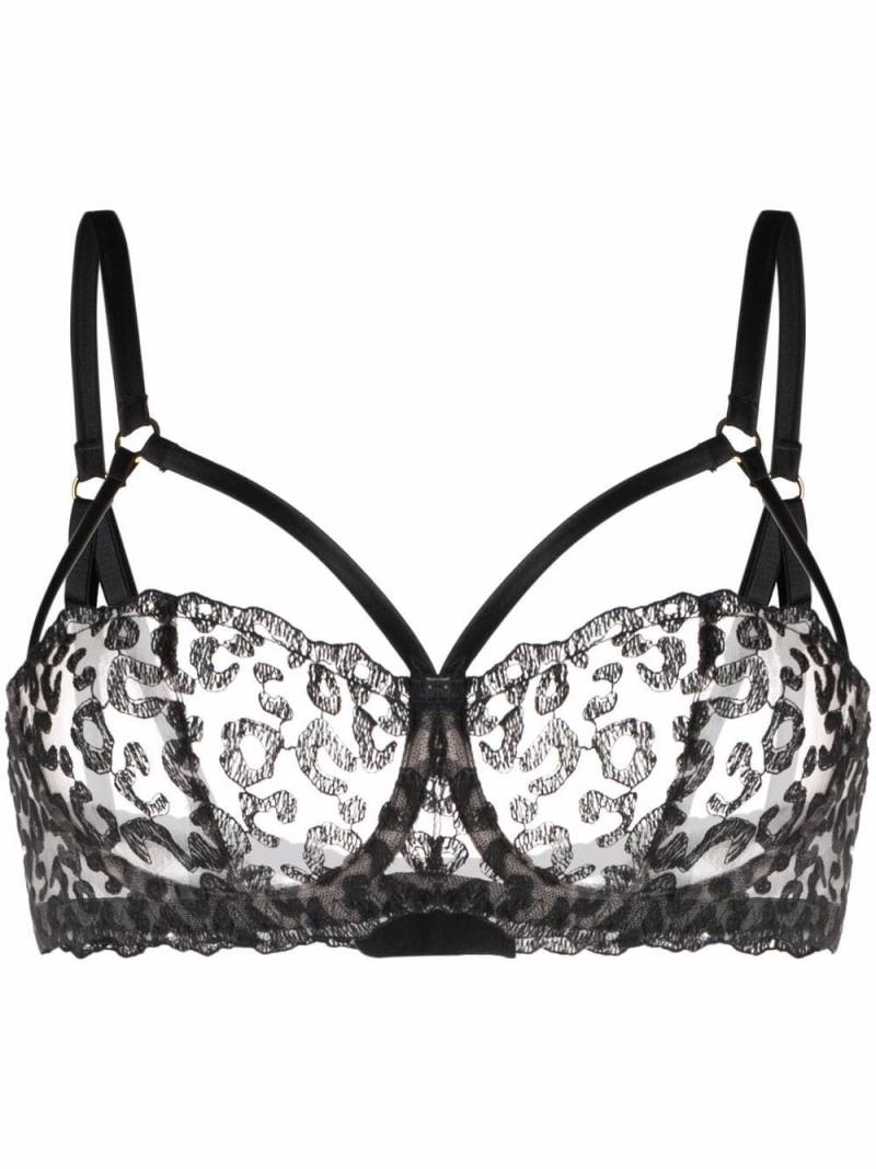 Fleur Of England Kittie caged-strap balcony bra - Black von Fleur Of England