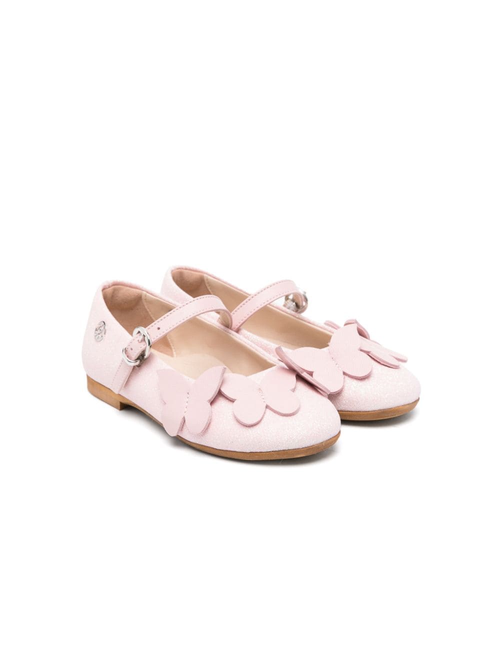 Florens butterfly-appliqué leather ballerina shoes - Pink von Florens