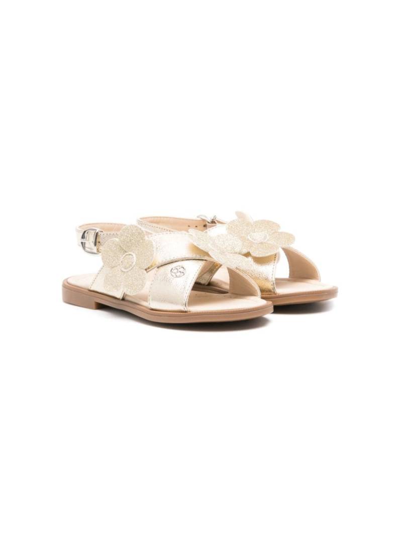 Florens floral-appliqué leather sandals - Gold von Florens