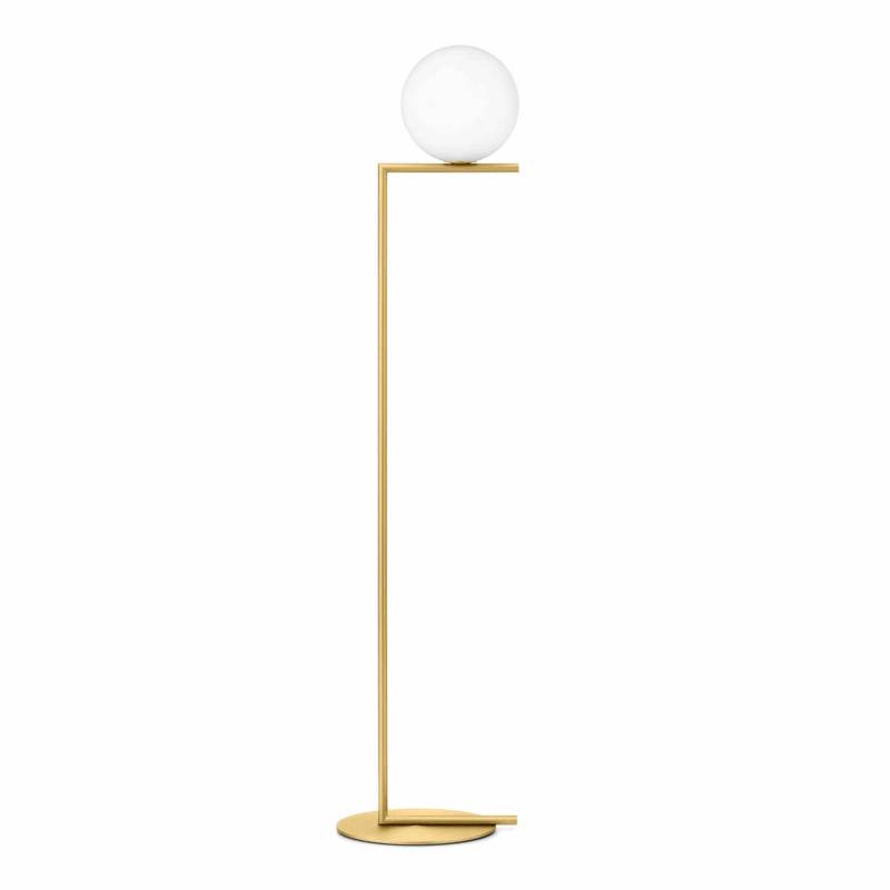 IC F1/F2 Stehleuchte, Farbe messing, Grösse h. 185,2; d. 30 cm von Flos