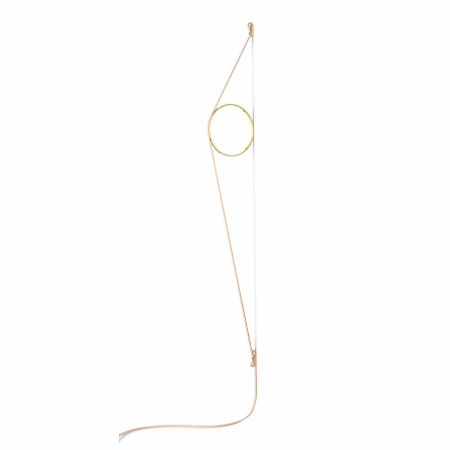 Wirering LED Wandleuchte, Kabel pink, Ring gold von Flos