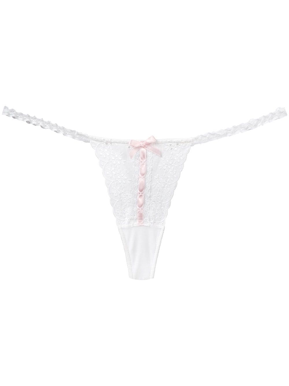 Folies By Renaud Antoinette floral embroidered thong - White von Folies By Renaud