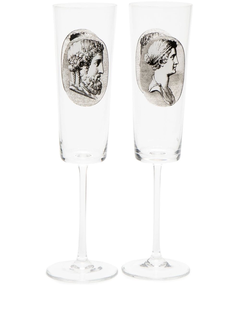 Fornasetti Cammei flute glasses (set of two) - White von Fornasetti