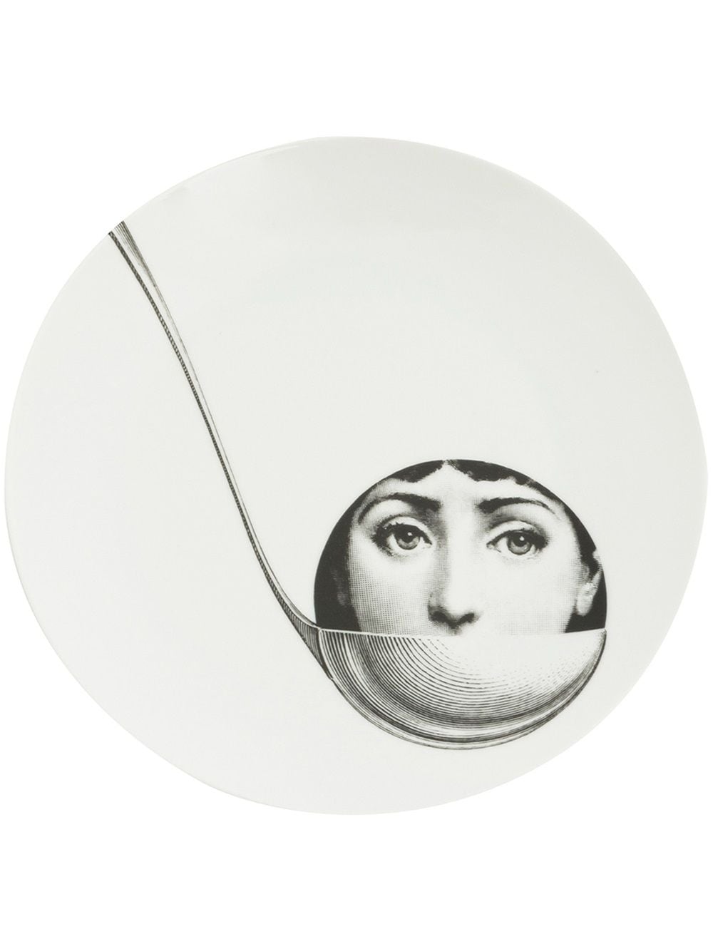 Fornasetti face in ladle printed plate - White von Fornasetti