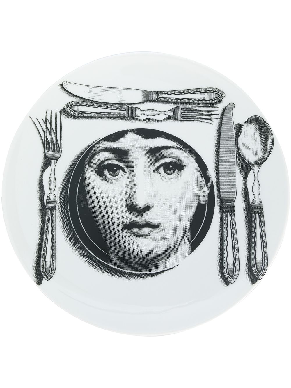 Fornasetti face print cutlery plate - White von Fornasetti