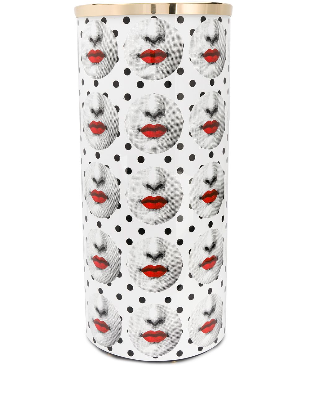 Fornasetti lips-print cylindrical vase - White von Fornasetti