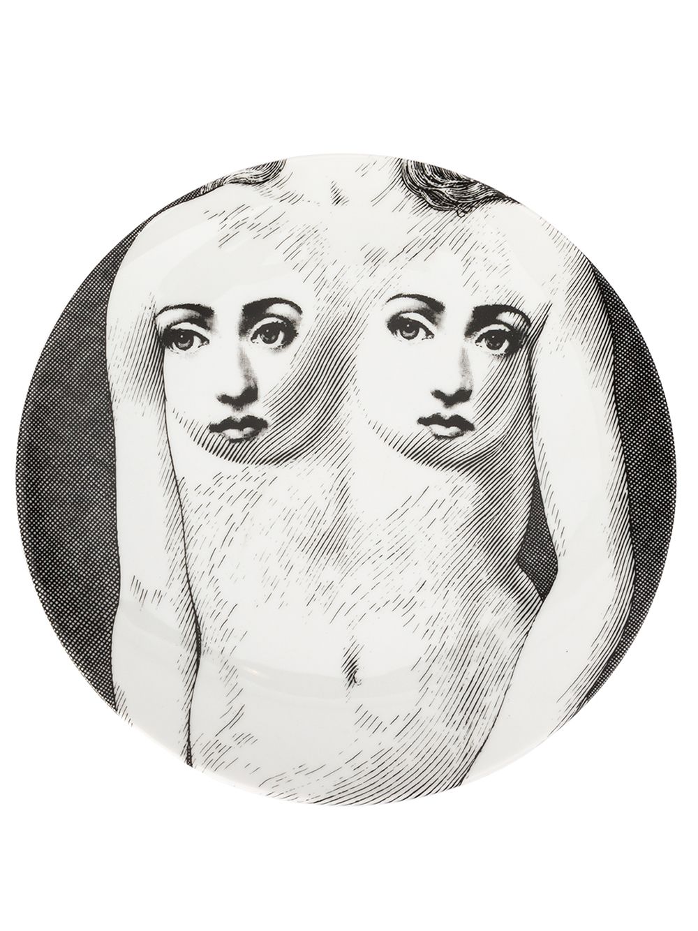 Fornasetti nude faces plate - Black von Fornasetti