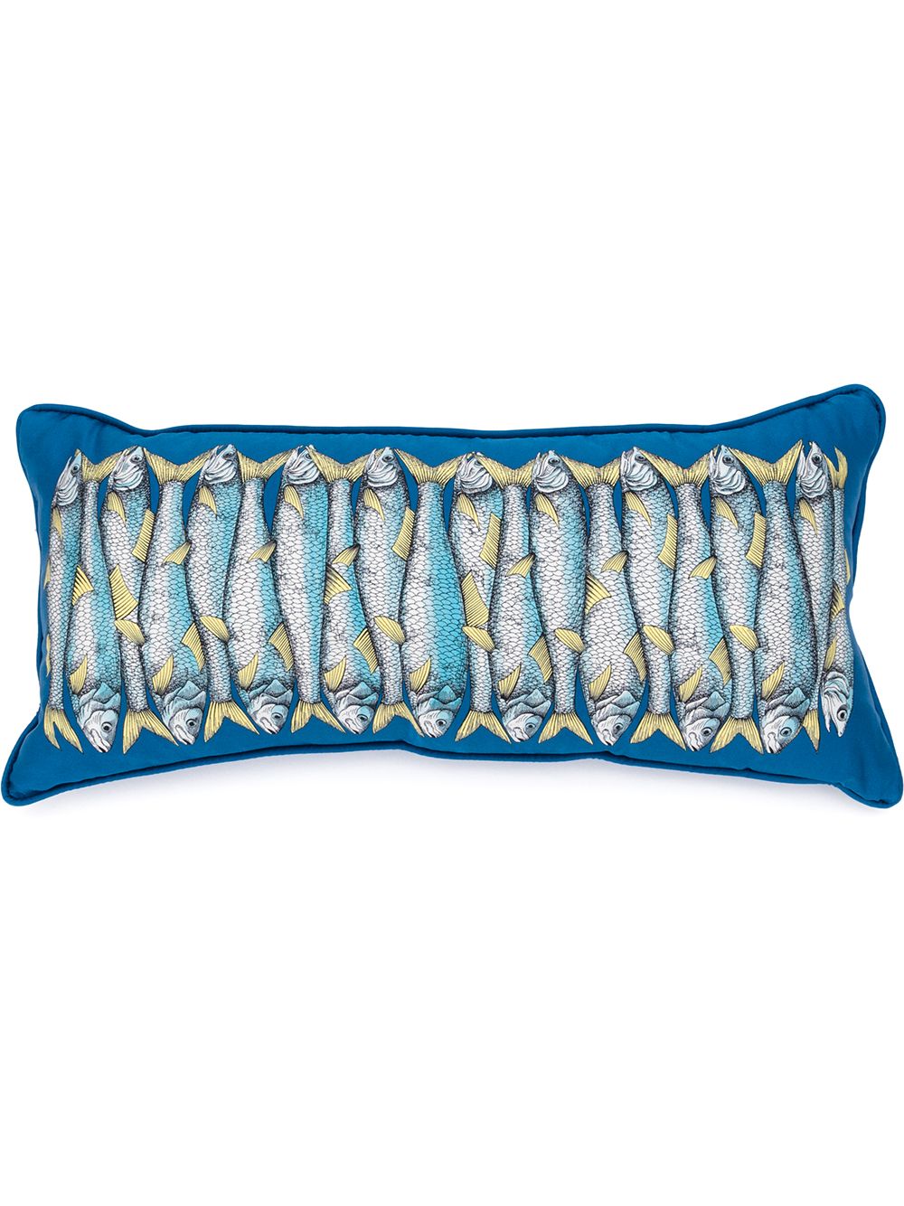 Fornasetti Sardine silk cushion - Blue von Fornasetti