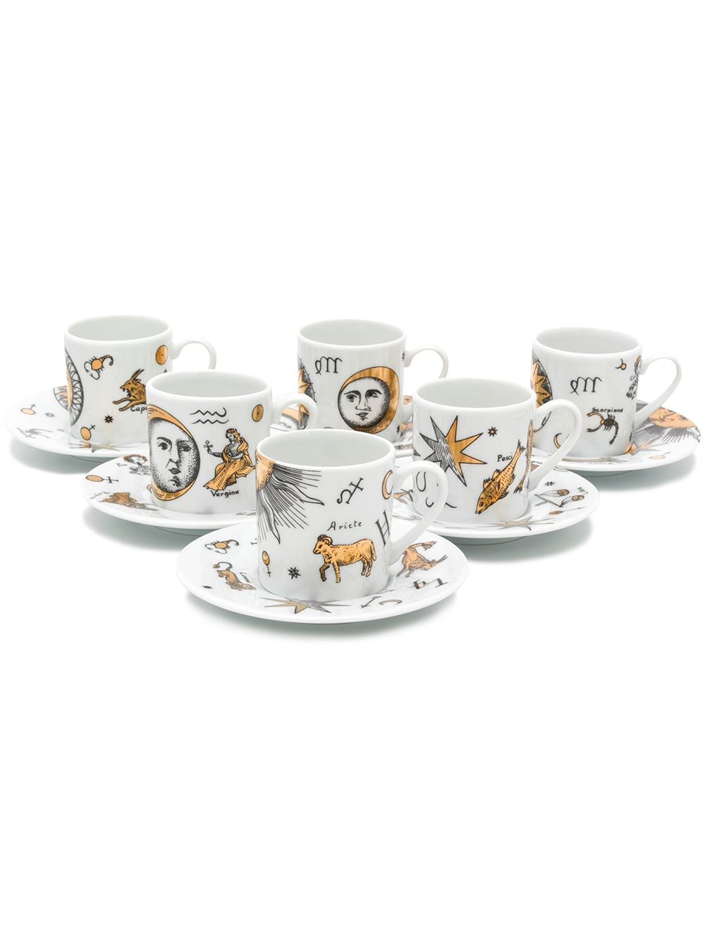 Fornasetti set of 6 expresso cups - White von Fornasetti