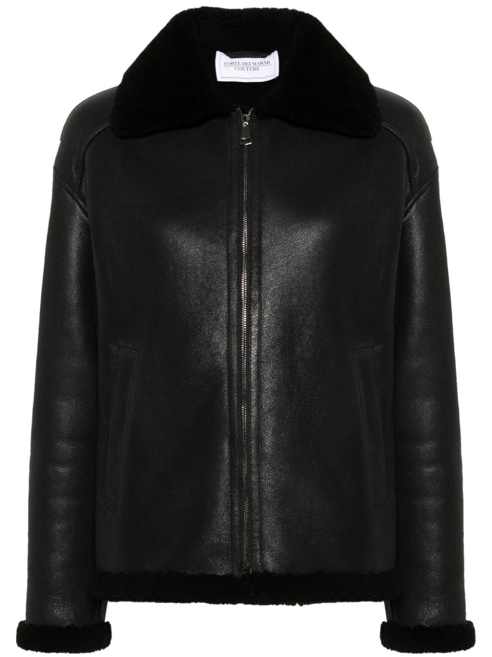 Forte Dei Marmi Couture shearling-trim leather jacket - Black