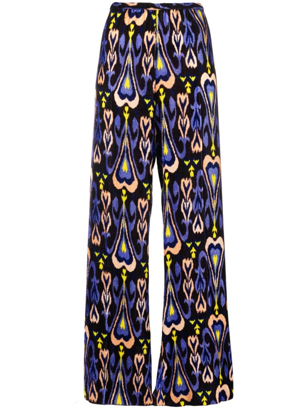 Forte Forte heart-print crushed velvet trousers - Blue von Forte Forte