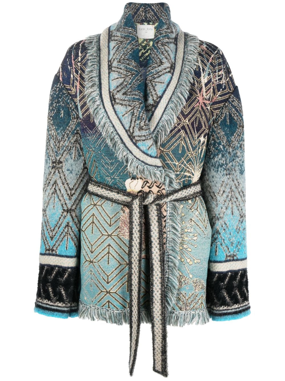 Forte Forte patterned-intarsia knitted belted coat - Blue von Forte Forte