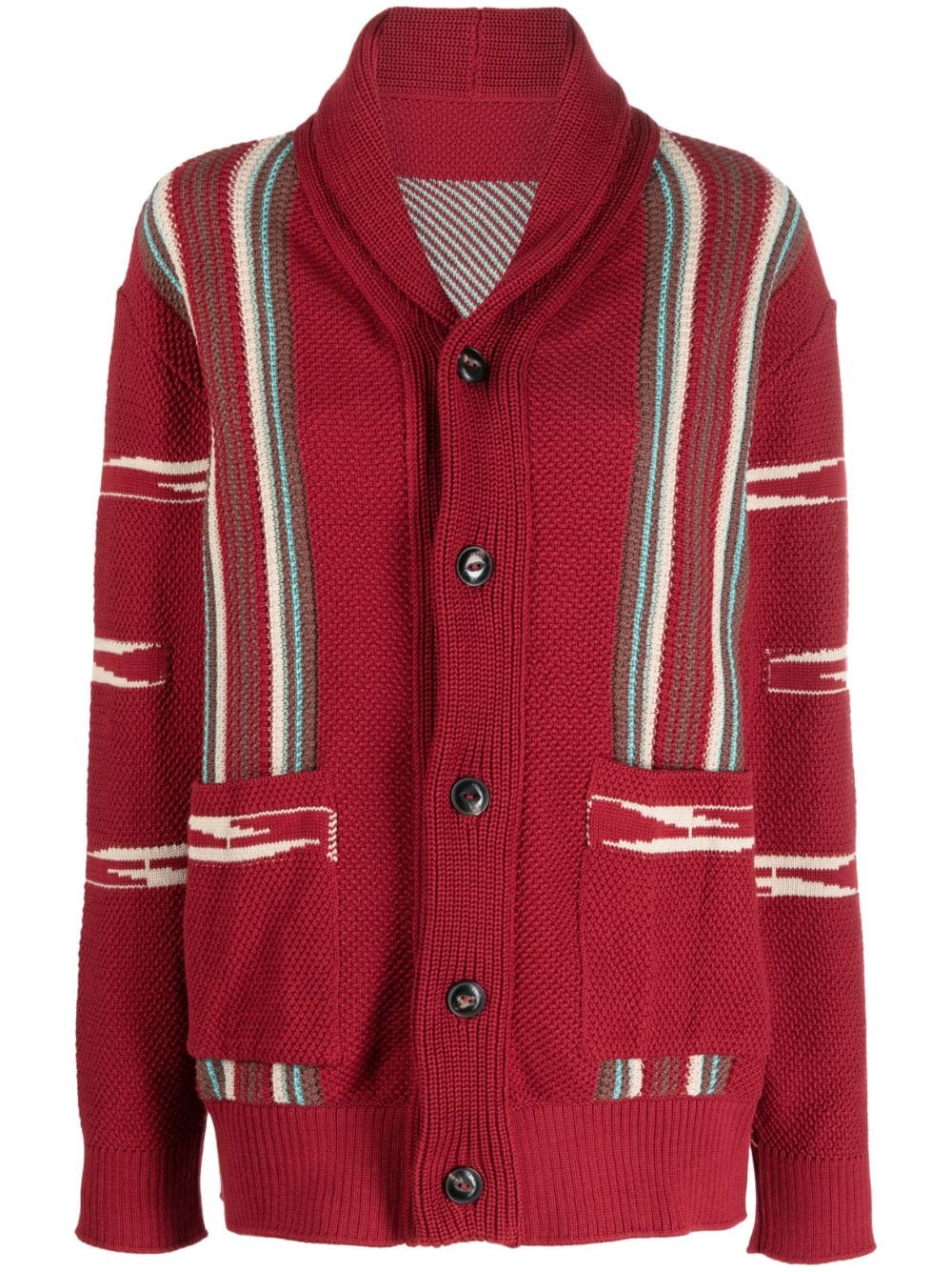 Fortela stripe-detail long-sleeve knitted cardigan - Red von Fortela