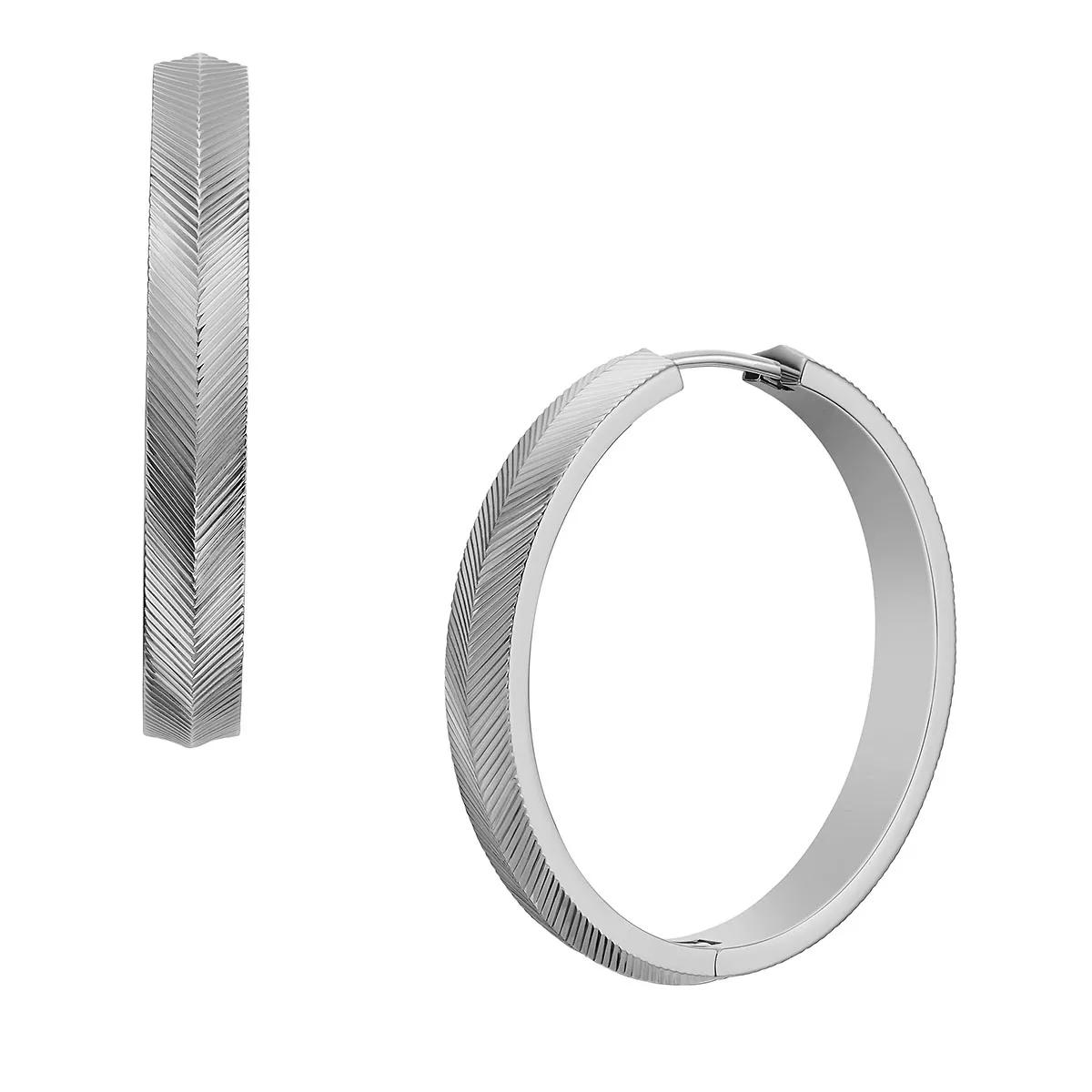 Fossil Armbanduhr - Harlow Linear Texture Stainless Steel Hoop Earring - Gr. unisize - in Silber - für Damen von Fossil