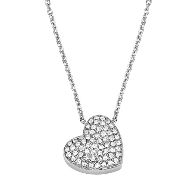 Fossil Armbanduhr - Sadie Glitz Heart Stainless Steel Pendant Necklace - Gr. unisize - in Silber - für Damen von Fossil