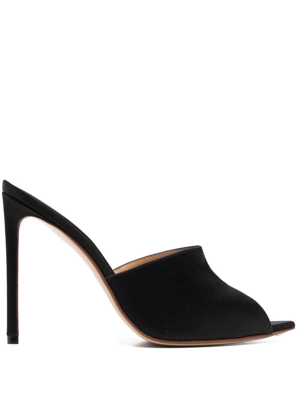 Francesco Russo 105mm peep-toe satin mules - Black von Francesco Russo