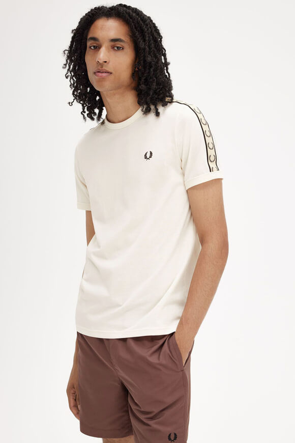 Fred Perry Contrast Tape Ringer T-Shirt | Ecru + Black | Herren  | L von Fred Perry