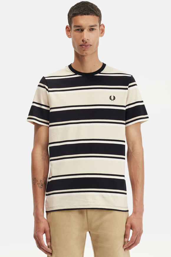 Fred Perry T-Shirt | Oatmeal + Black | Herren  | M von Fred Perry