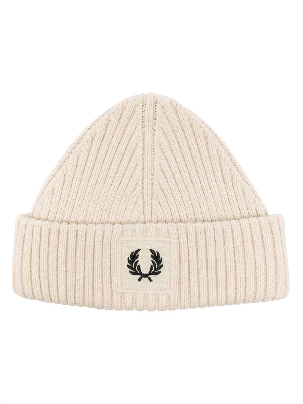Fred Perry logo-appliqué ribbed beanie - Neutrals von Fred Perry
