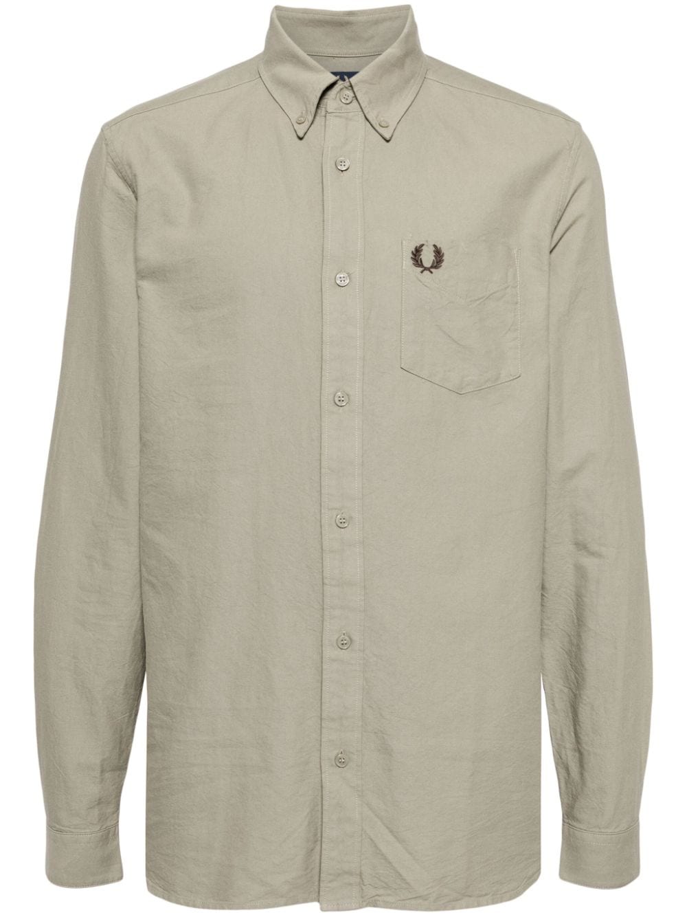Fred Perry logo-embroidered cotton shirt - Neutrals von Fred Perry