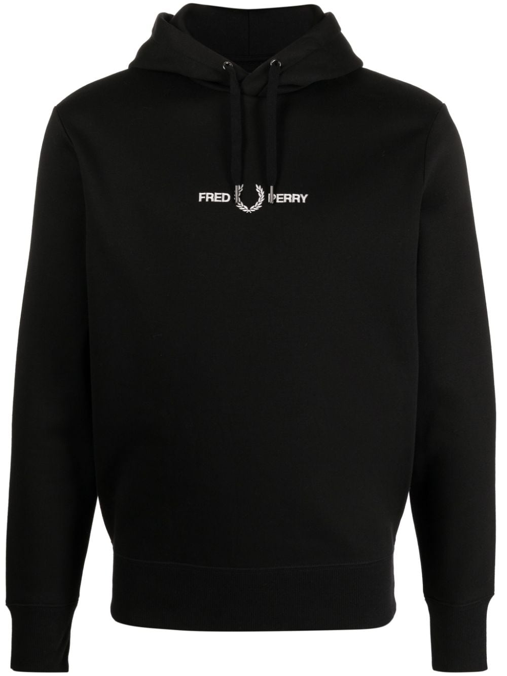 Fred Perry logo-embroidered jersey hoodie - Black von Fred Perry