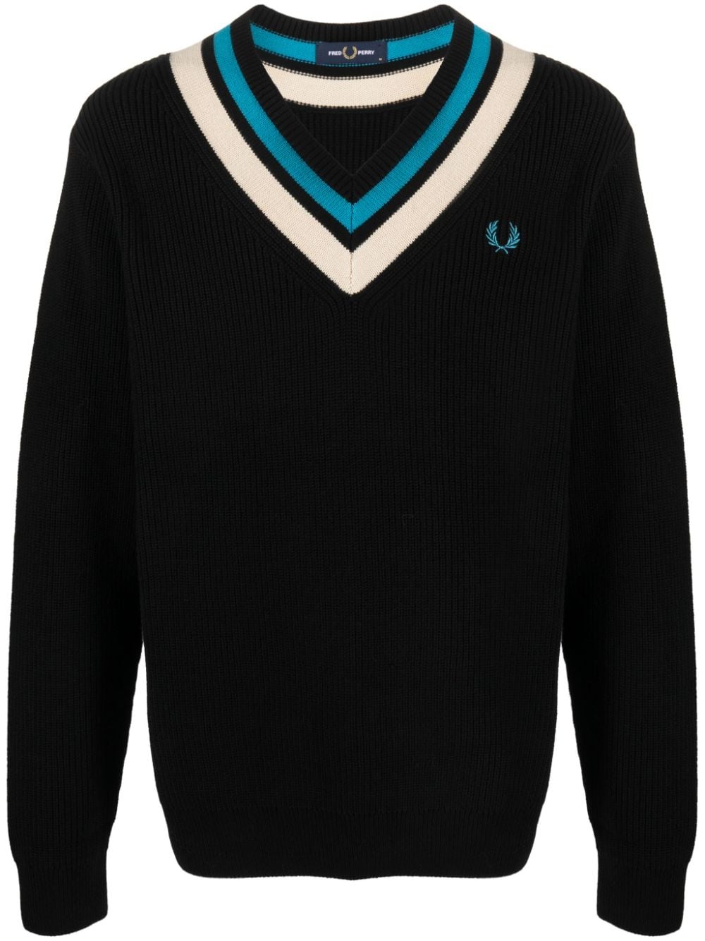 Fred Perry logo-embroidered ribbed-knit jumper - Black von Fred Perry