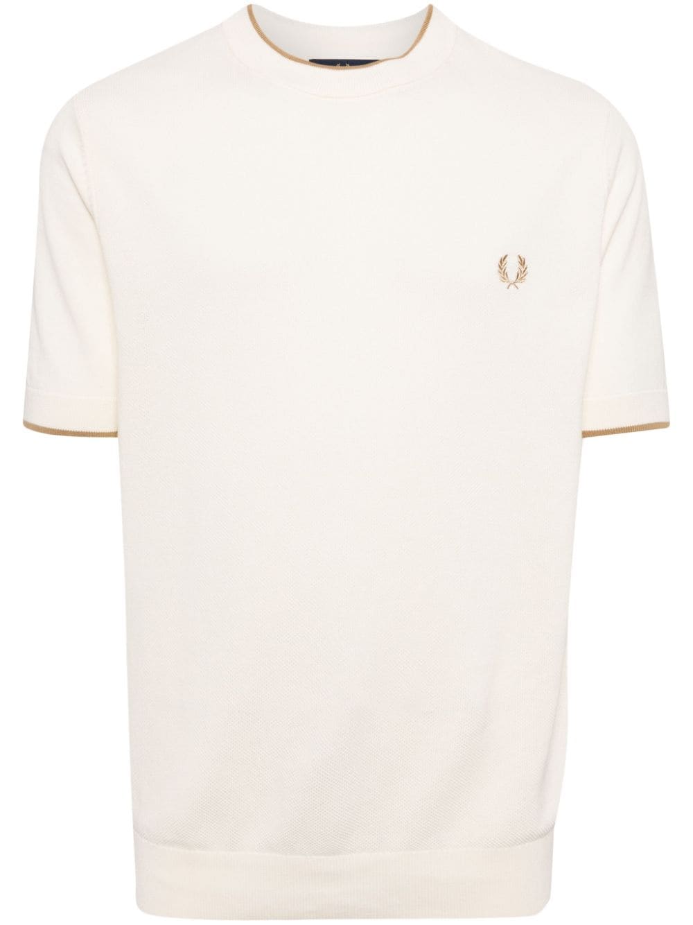 Fred Perry logo-embroidered short-sleeve cotton jumper - White von Fred Perry