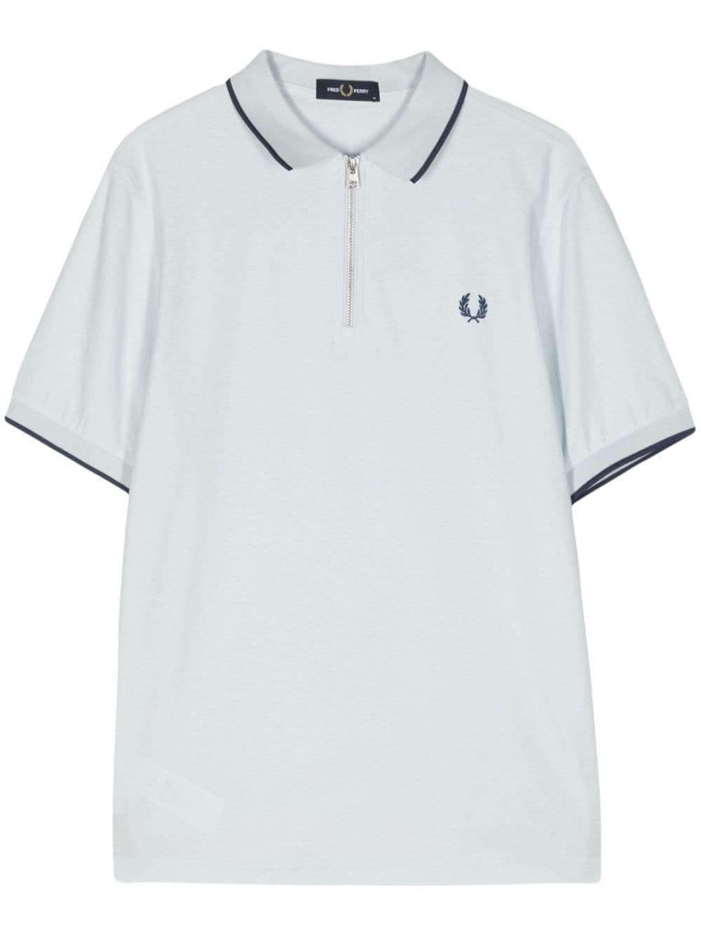 Fred Perry logo-embroidered zip-neck polo shirt - Blue von Fred Perry