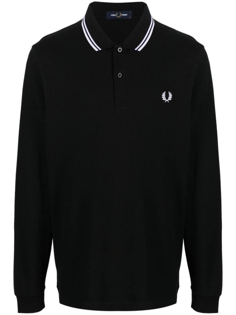 Fred Perry logo-embroidered cotton polo shirt - Black von Fred Perry