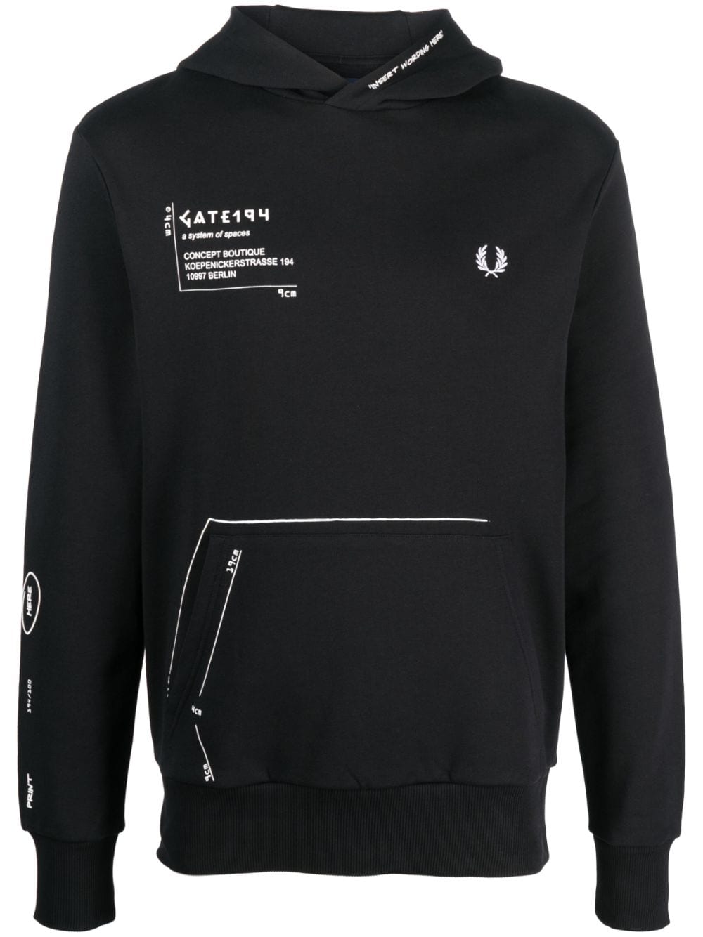 Fred Perry x GATE194 signature-print hoodie - Black von Fred Perry