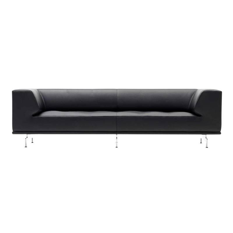 Delphi Leder-Sofa, Bezug leder omni - 307 cognac, Grösse b. 205 cm, Untergestell aluminium gebürstet von Fredericia