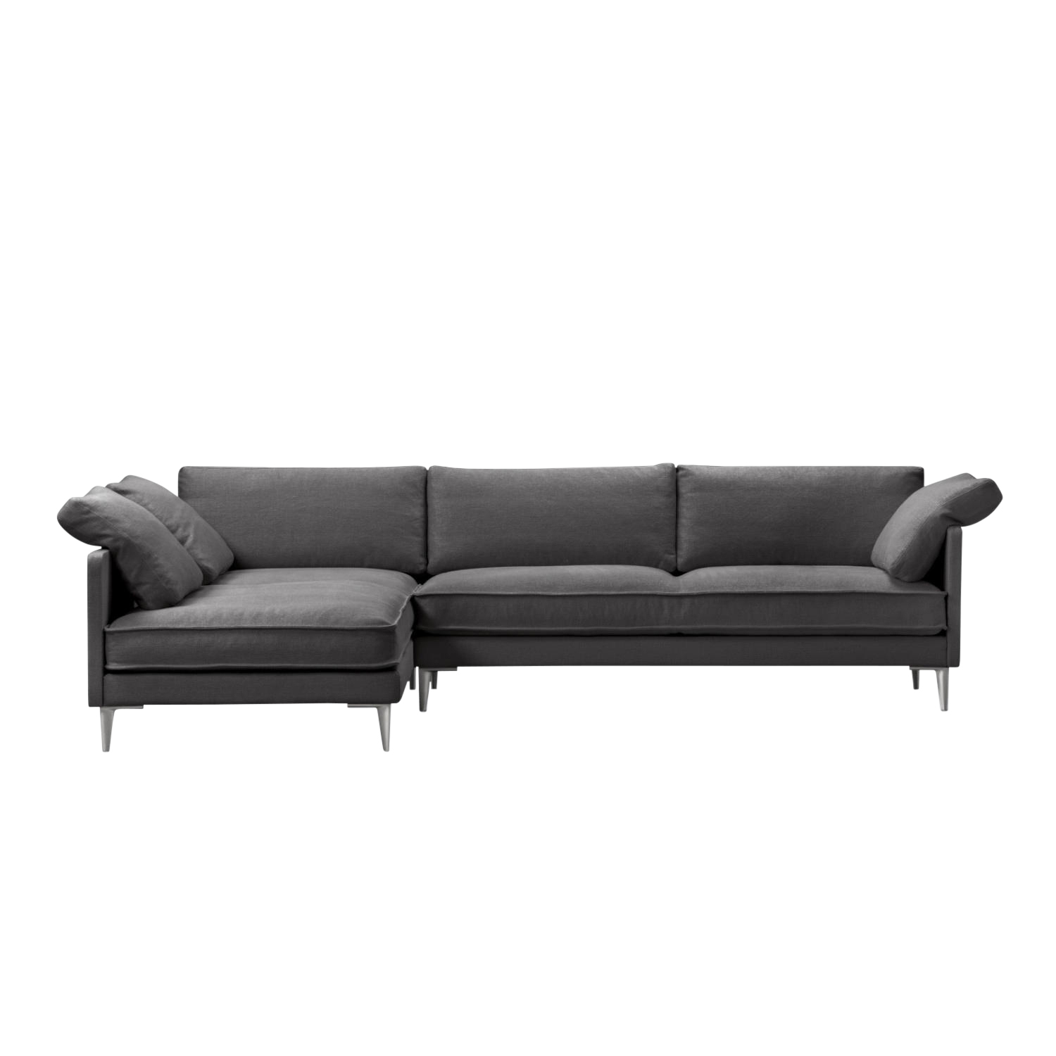 EJ295 Chaise 3er Stoff-Sofa, Bezug stoff remix3 - 123 cool grey, Grösse b. 240 cm, Chaiselounge rechts (vor dem sofa stehend), Beine chrome von Fredericia