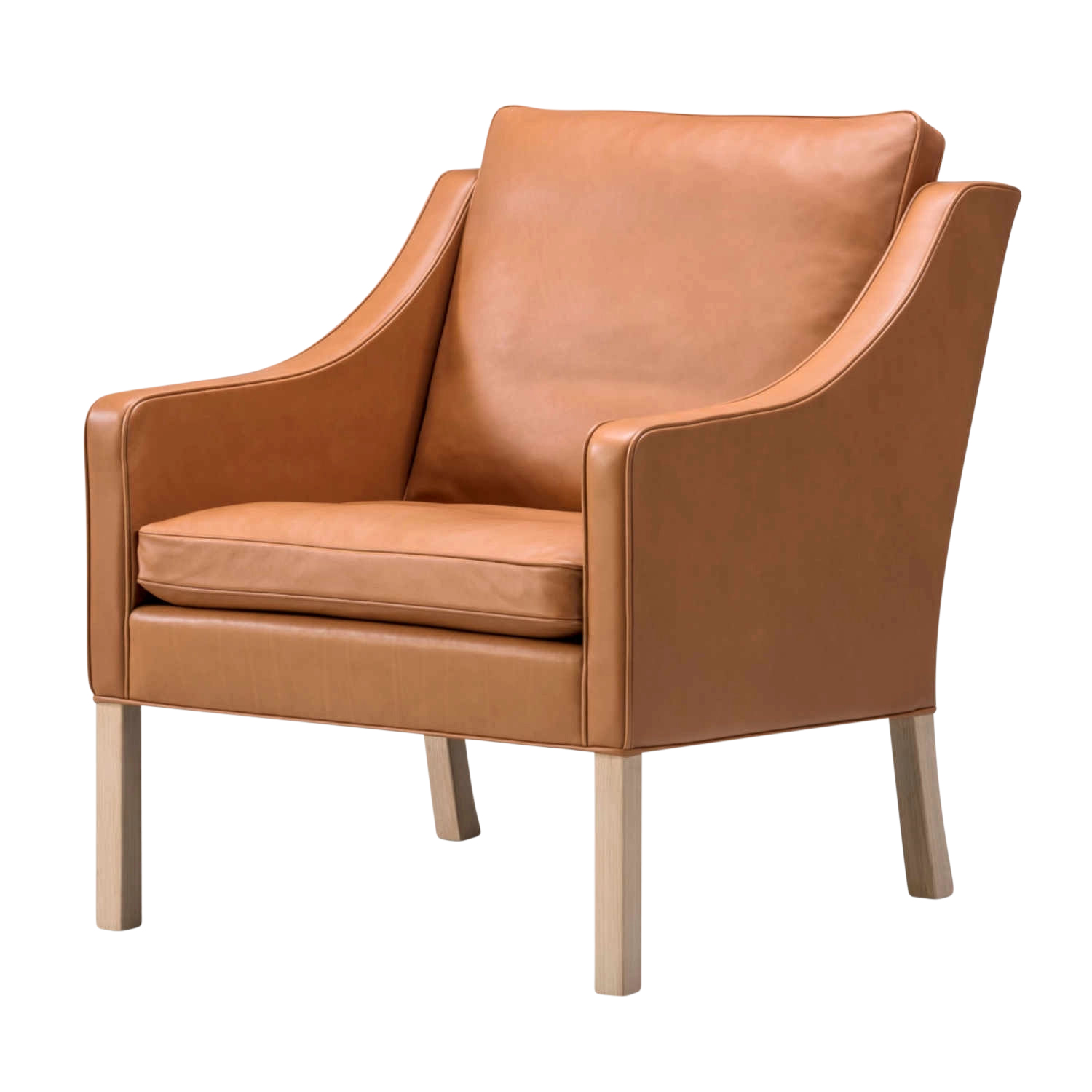 Mogensen 2207 Club Chair Sessel, Bezug leder omni - 320 dark clay, Beine eiche hell geölt von Fredericia