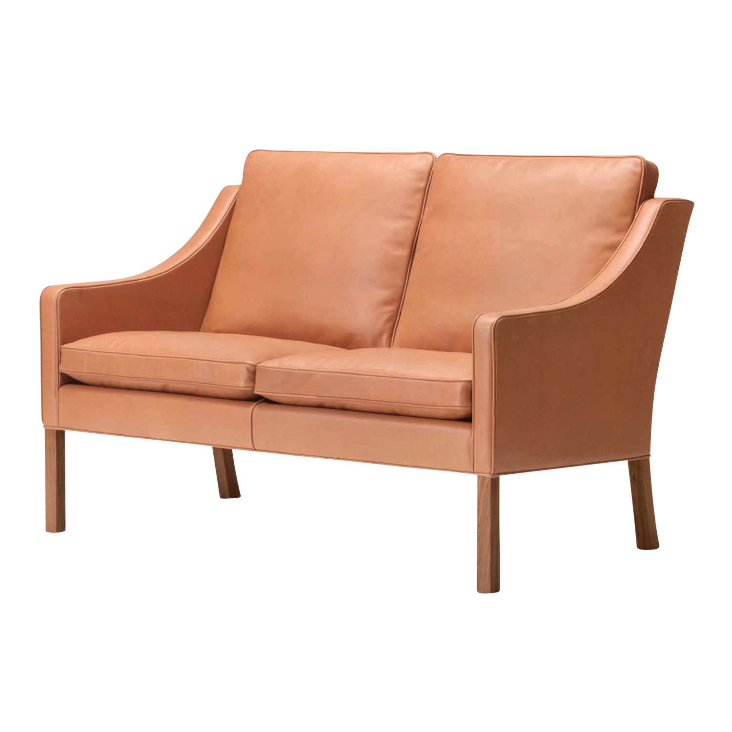 Mogensen 2208 2er Leder-Sofa, Bezug leder omni - 377 dark brown, Beine eiche geseift von Fredericia