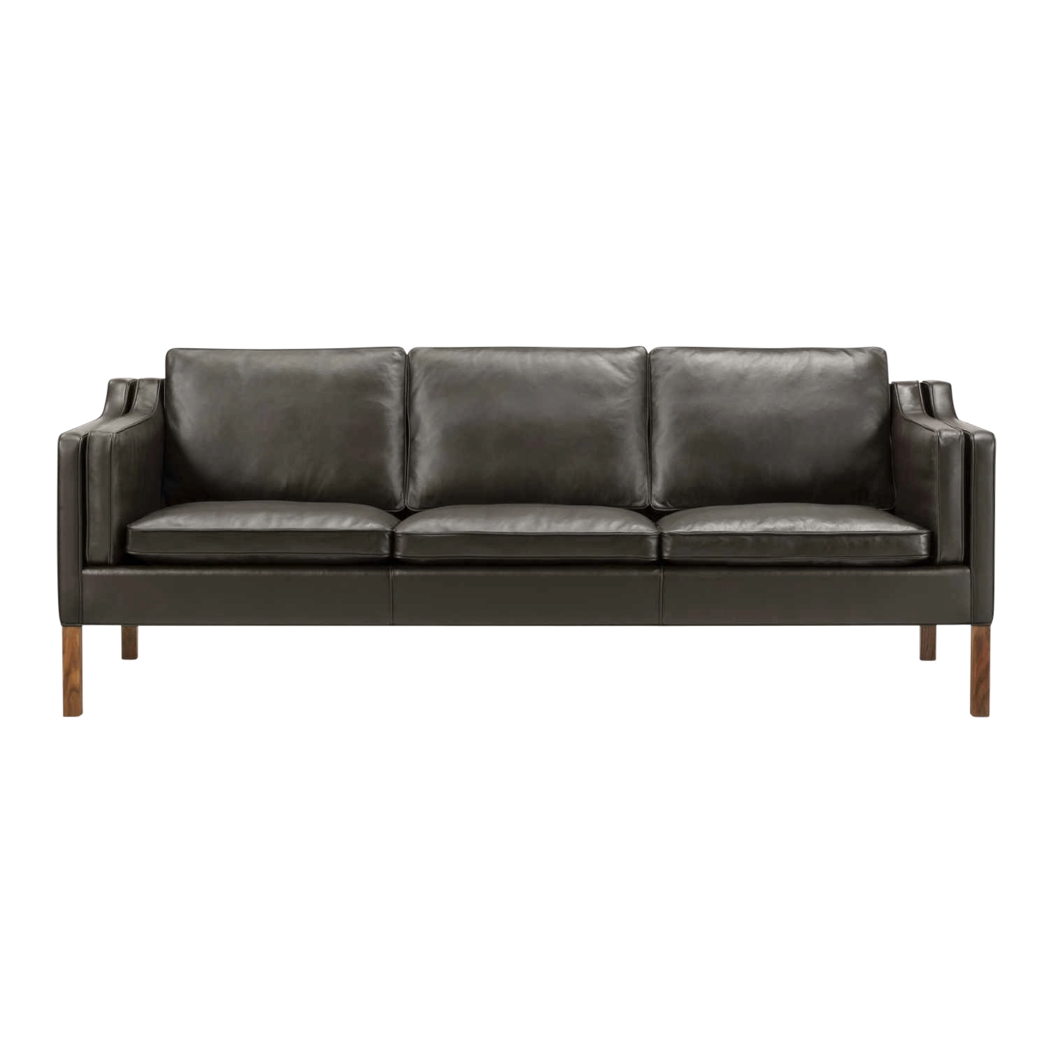 Mogensen 2213 3er Leder-Sofa, Bezug leder omni - 301 black, Beine eiche schwarz lackiert von Fredericia