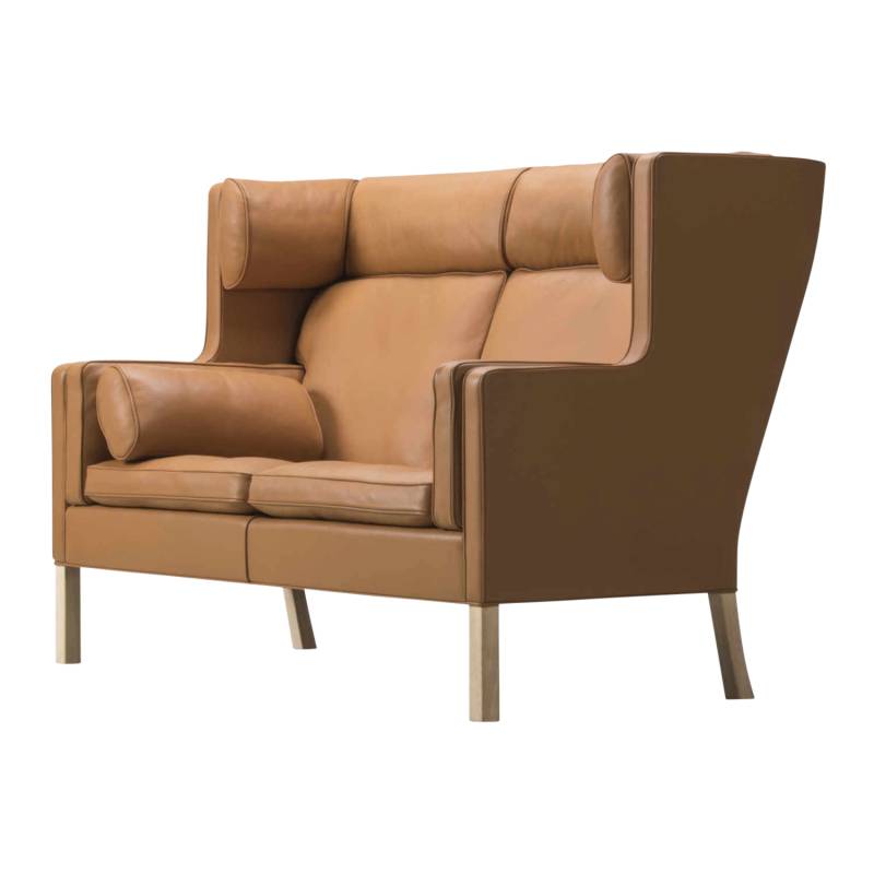 Mogensen 2292 2er Coupé Leder-Sofa, Bezug leder omni - 320 dark clay, Beine eiche geölt von Fredericia