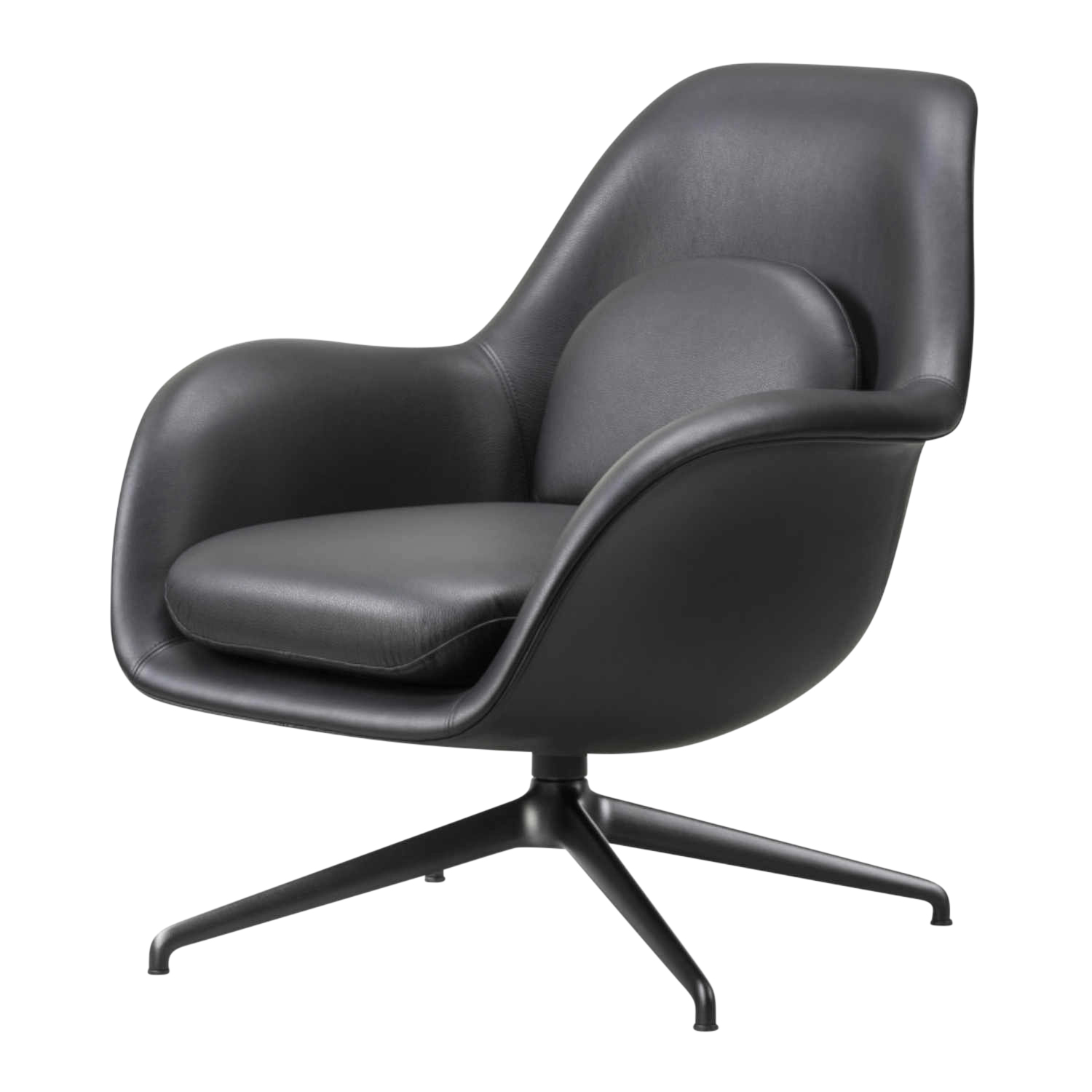 Swoon Lounge Petit Chair 1776 Drehsessel, Bezug leder omni - 377 dark brown, Untergestell schwarz von Fredericia