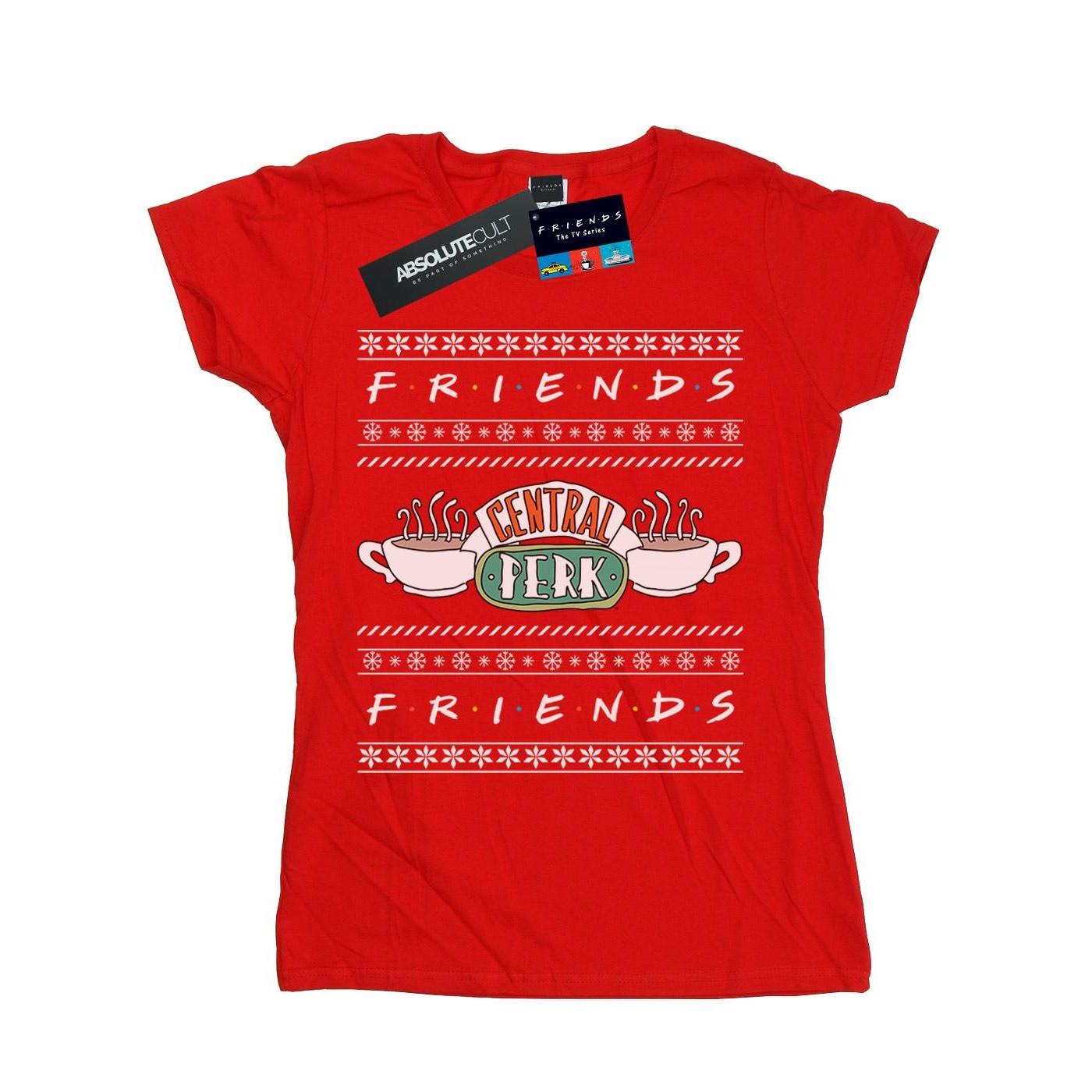 Fair Isle Central Perk Tshirt Damen Rot Bunt L von Friends